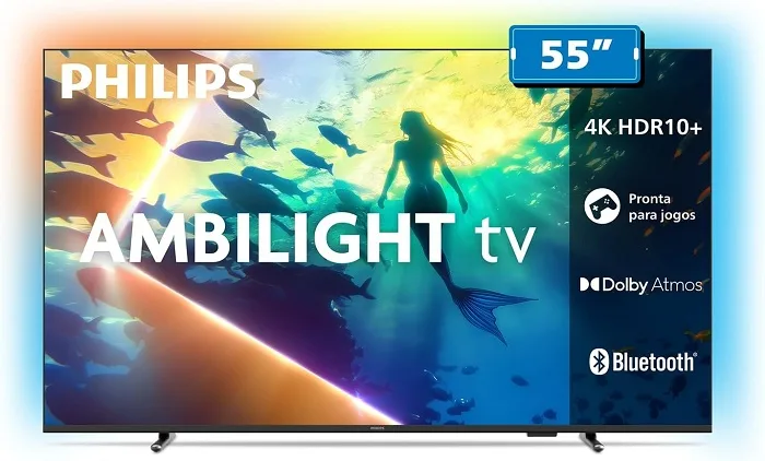 Philips Ambilight 55″ 4K por menos de R$2.500: filmes, séries e jogos em uma experiência mais imersiva