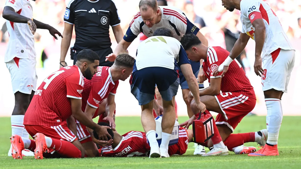 El momento en el que Jamal Musiala se desplomó tras anotar un gol para el Bayern Múnich: qué fue lo que le pasó