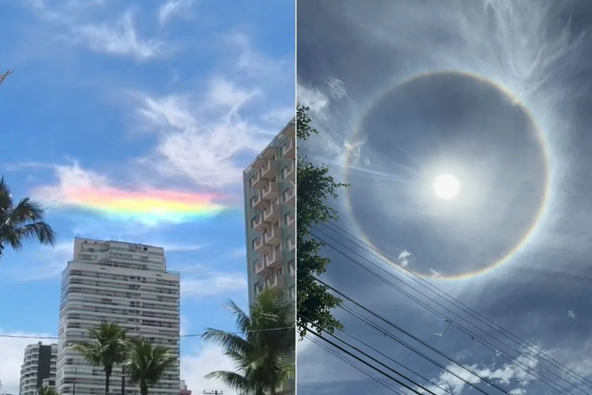 Nuvem 'arco-íris' e anel ao redor do sol: fenômenos ópticos impressionam moradores em SP