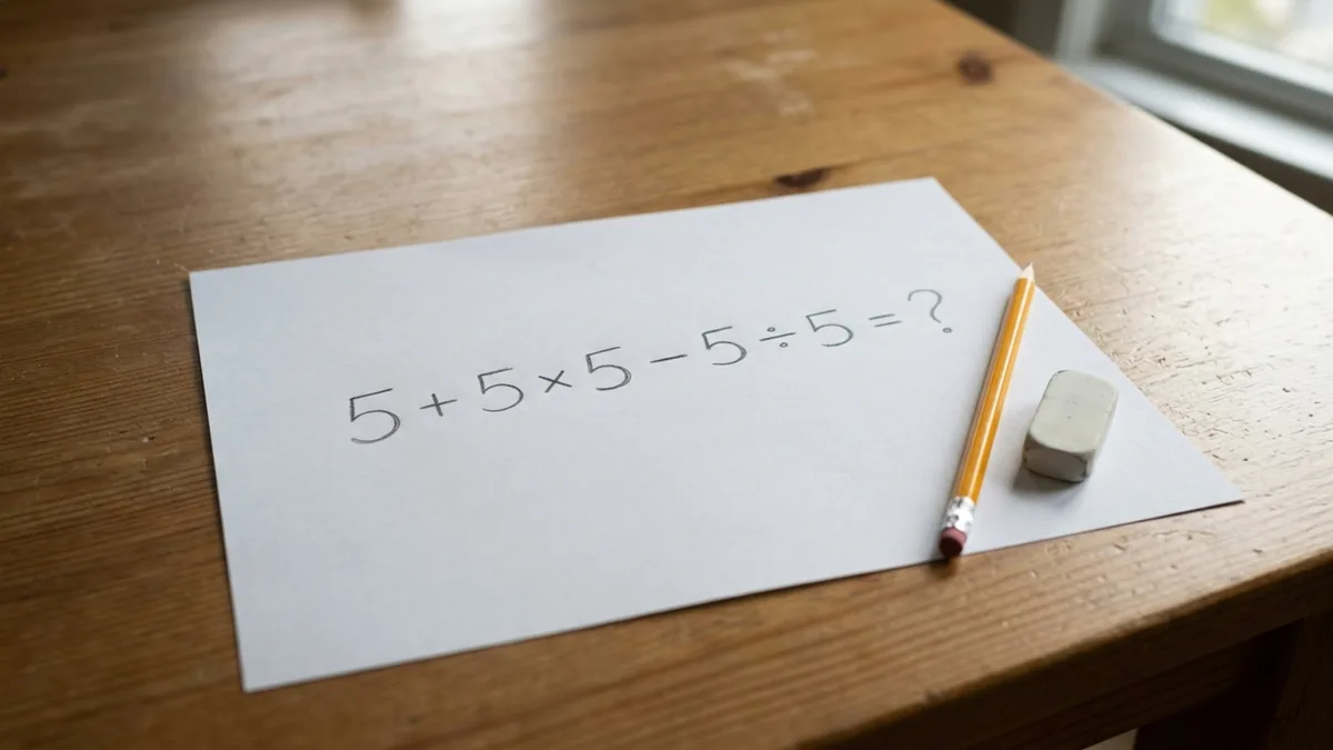 Resolva 5 + 5 × 5 − 5 ÷ 5 e teste se você consegue chegar ao resultado correto sem calculadora