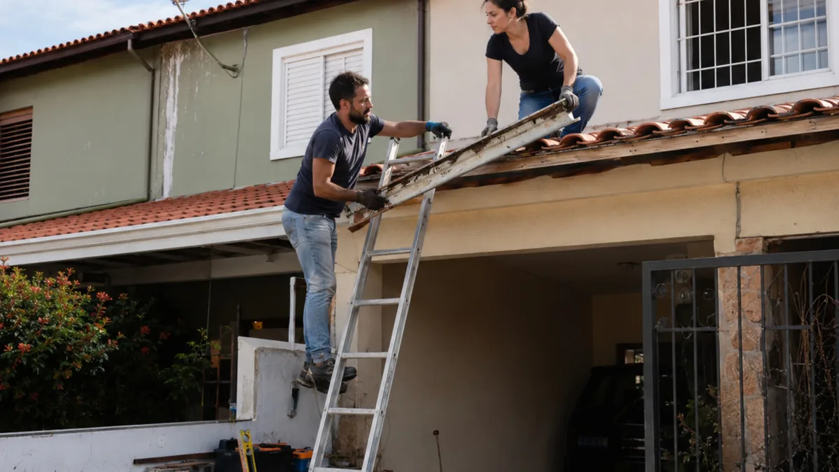 Casal compra casa geminada, troca o telhado antigo e descobre na primeira chuva que a calha retirada também recebia água da residência vizinha
