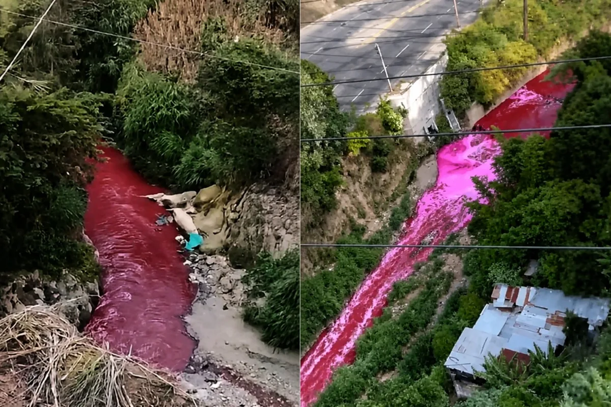 El río Las Vacas aparece con una coloración roja en sectores de la Ciudad de Guatemala