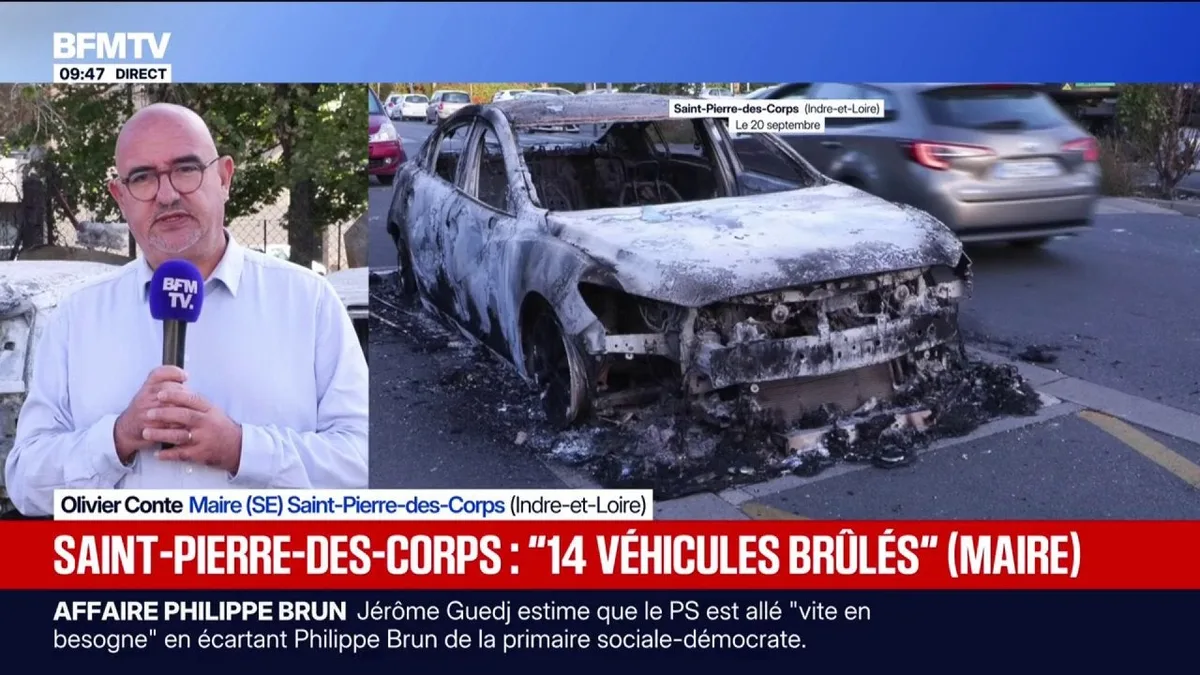 Tensions à Saint-Pierre-des-Corps: le maire évoque "14 véhicules brûlés" et '"un jeune et un policier grièvement blessés"
