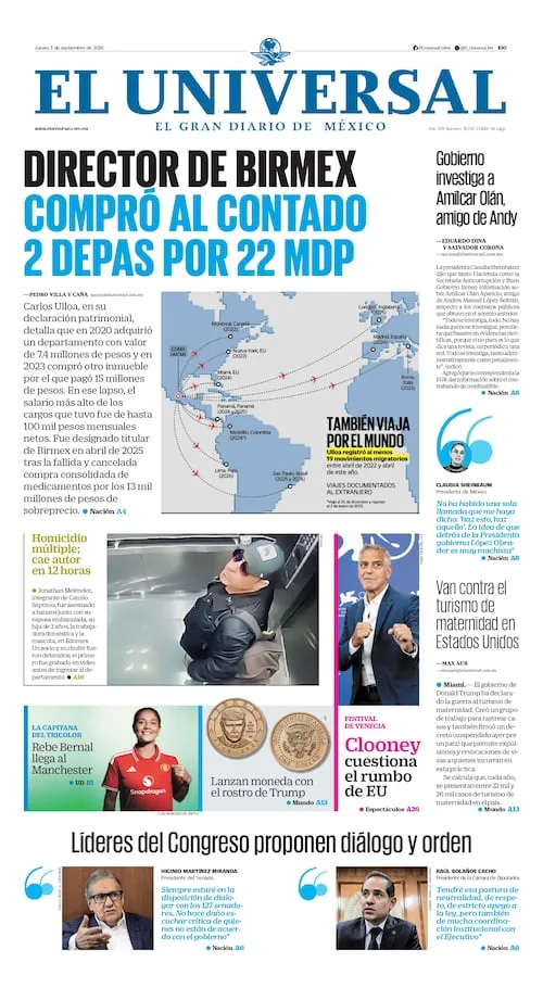 Portada impresa del 3 de septiembre de 2026