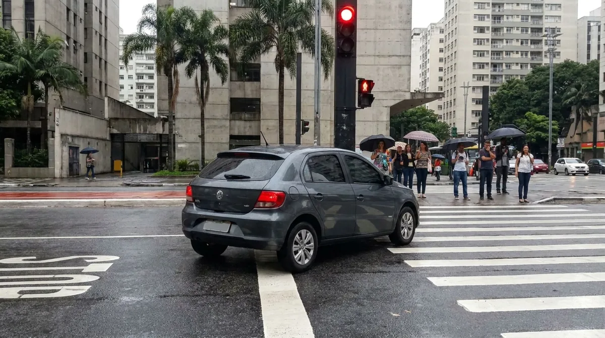 Motorista é multado por avançar alguns centímetros e parar sobre a faixa de pedestres e descobre que até a mudança do semáforo tem regra própria