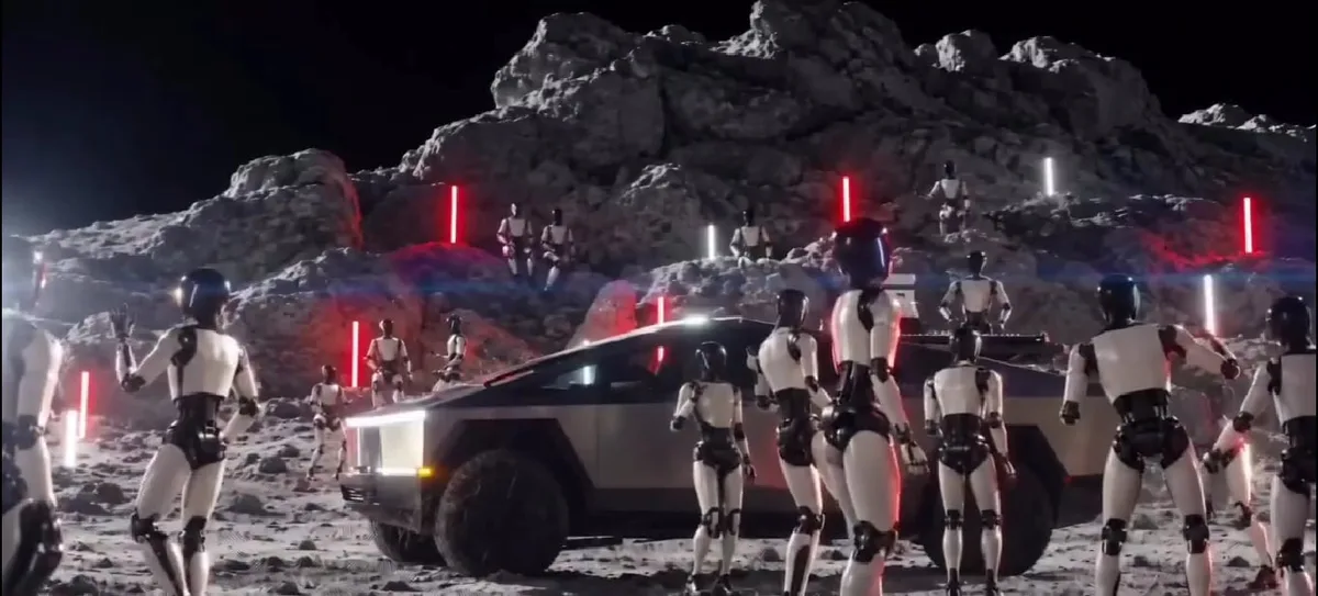 El video que hace real el sueño de Elon Musk: robots Optimus de Tesla colonizando la Luna