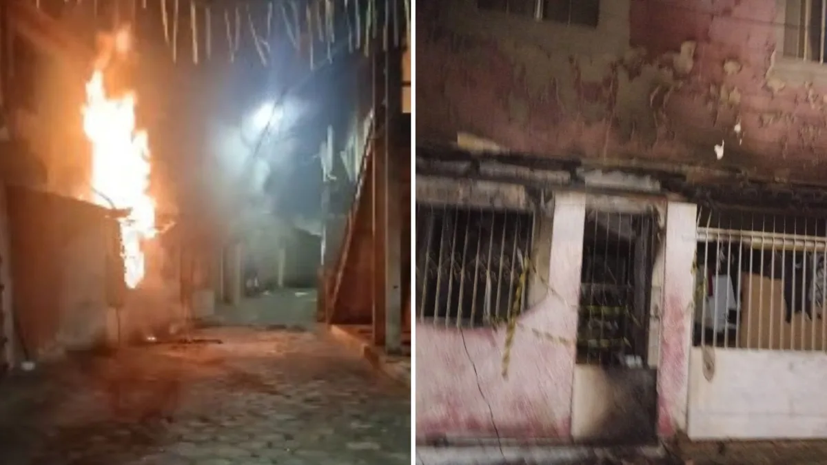 Mãe e filho são resgatados após ficarem presos em casa durante incêndio em Vitória