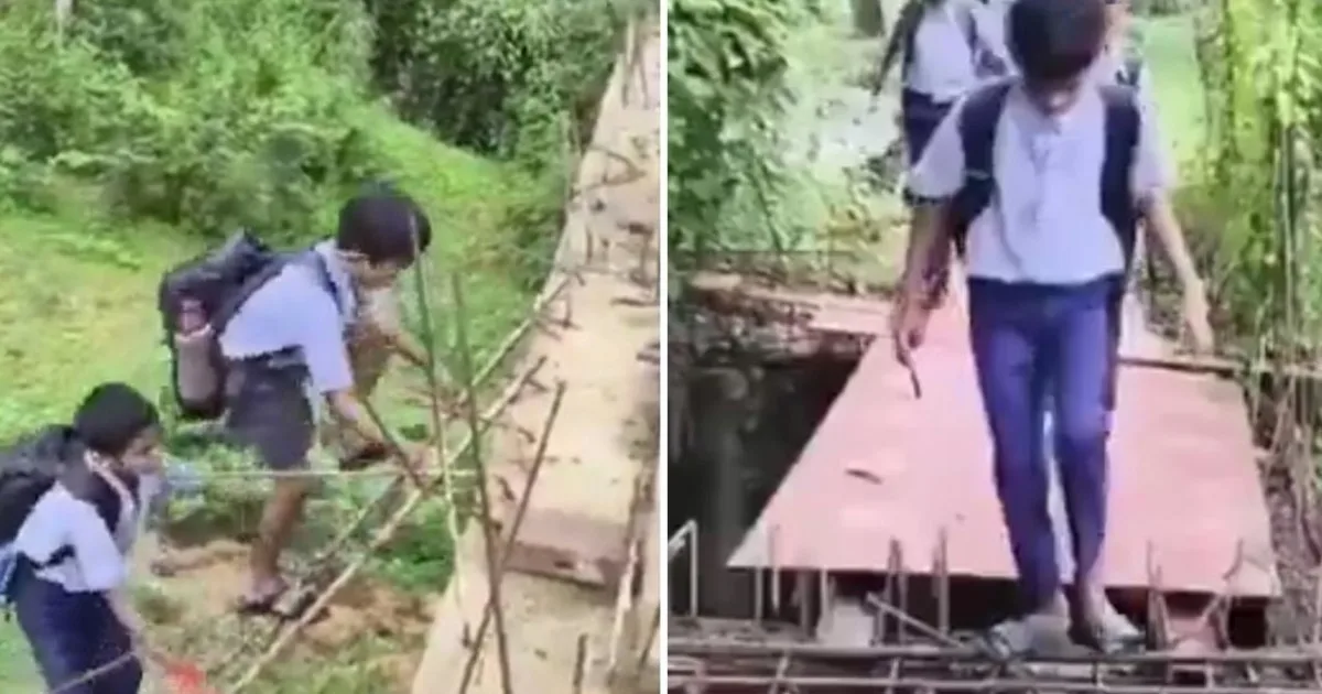El peligroso camino que recorren a diario un grupo de niños para llegar a la escuela