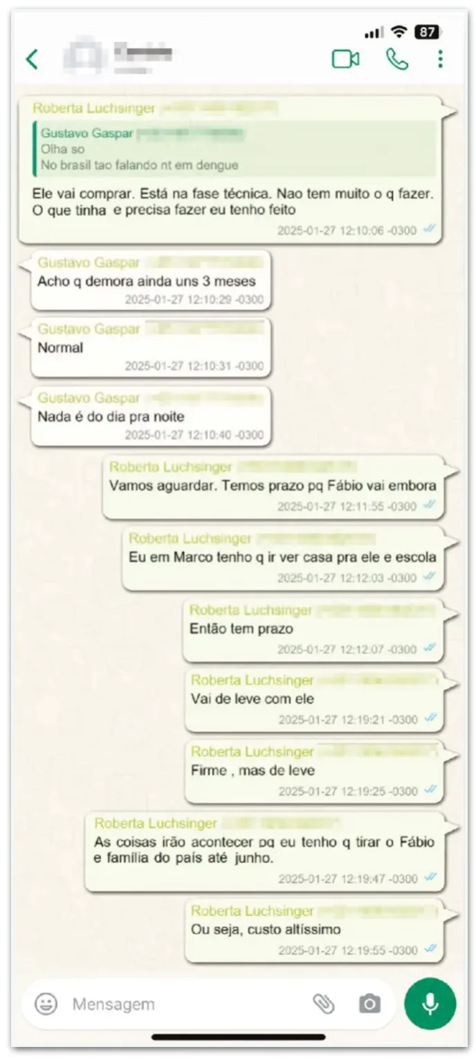 Roberta Luchsinger planejava tirar Lulinha e família do Brasil em 2025