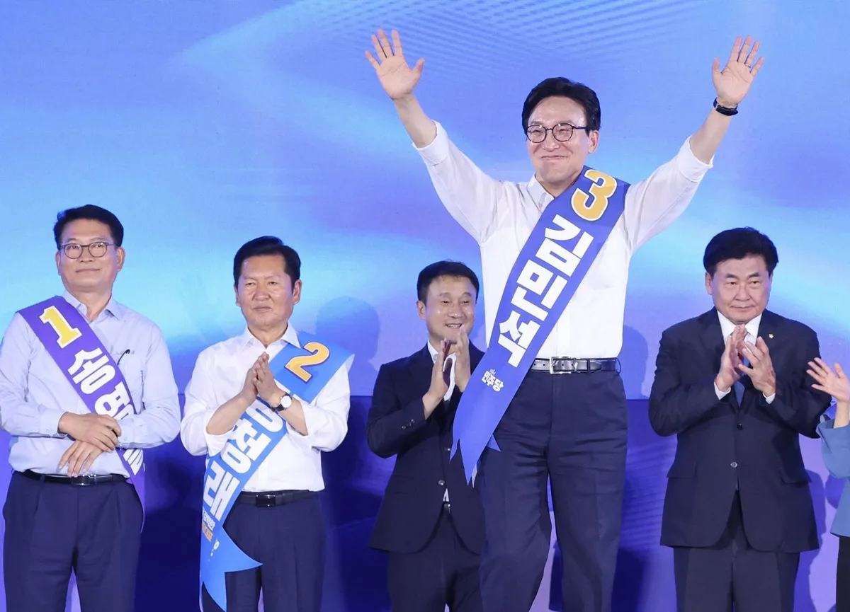 김민석-정청래 8.4%P差… 오늘 당대표 결정