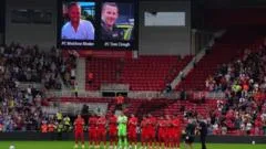 Football fans pay tribute to crash death officers at Middlesbrough match