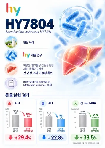 hy "자체 개발 유산균, 알코올성 간손상 완화"…국제학술지 게재