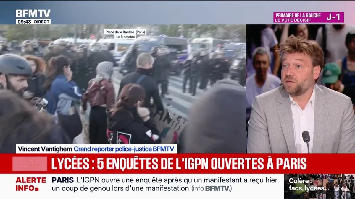 INFO BFMTV - Colère des lycéens: 5 enquêtes de l'IGPN ont été ouvertes à Paris pour des faits de violence par personne dépositaire de l'autorité publique