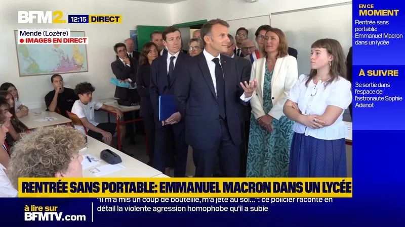 "Quand je fais des réunions à l'Élysée, je demande aux gens de déposer leur téléphone avant", dit Emmanuel Macron