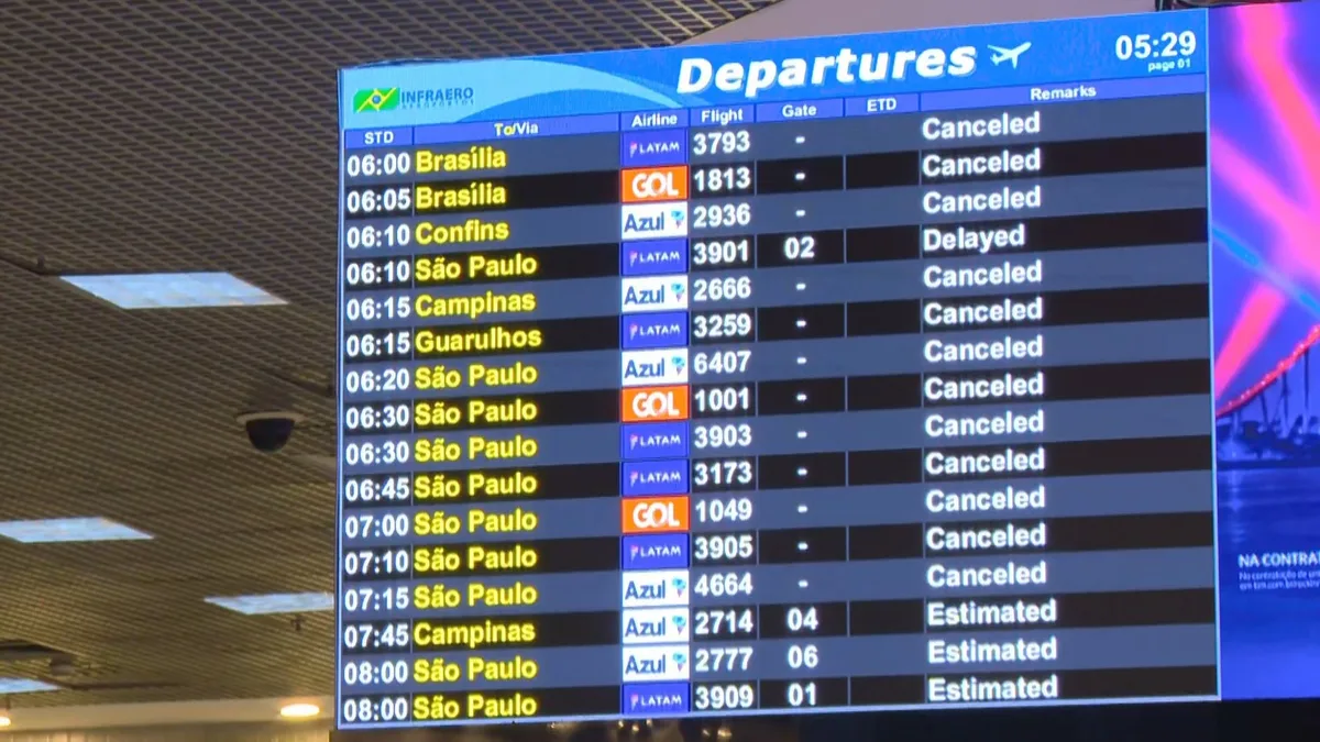 Aeroporto Santos Dumont tem voos cancelados no início da manhã desta sexta-feira após acidente com jato