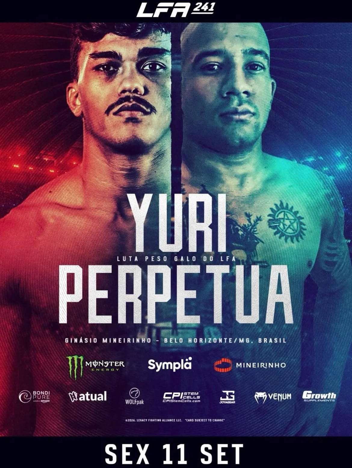 Breno Yuri vai encarar Fábio Perpetua no LFA 241, em Belo Horizonte, no dia 11 de setembro