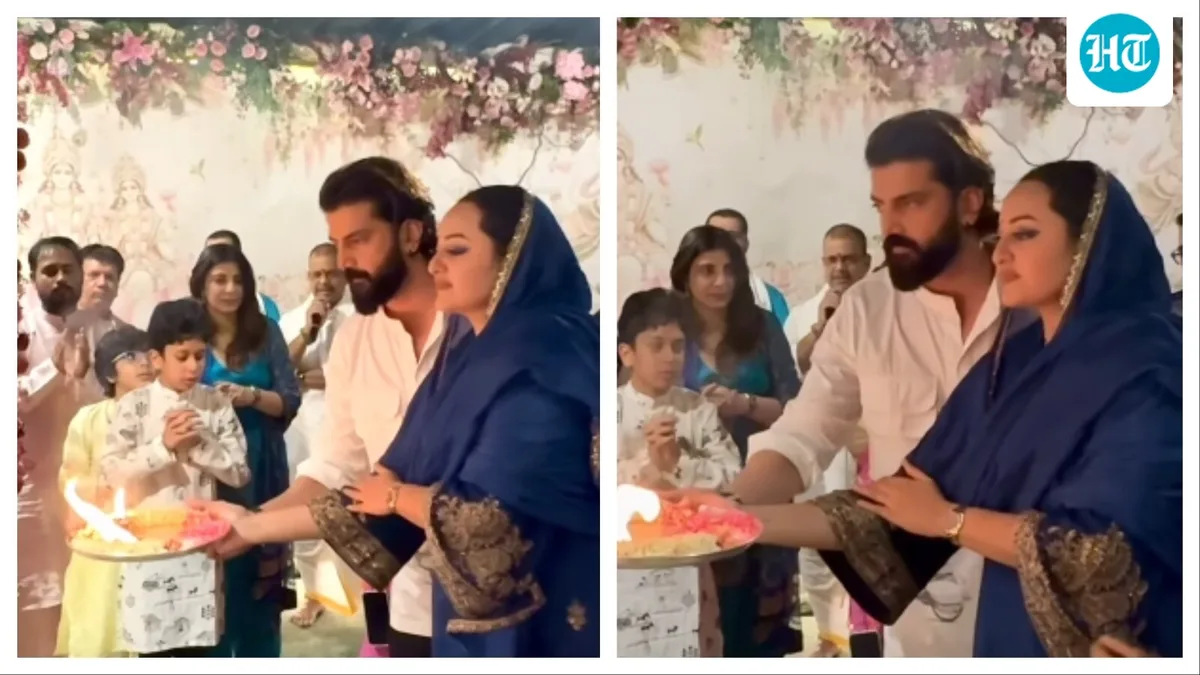 Sonakshi Sinha and Zaheer Iqbal turn comments off as they perform Ganesh aarti at Arpita Khan's home
