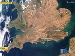 See Britain's drought from space: Satellite images show southern England turning brown - with London's Hyde Park almost entirely scorched