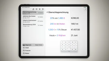 heise+ | Universal-Rechenzettel: Soulver 4.0.2 für Mac, iPhone und iPad im Test
