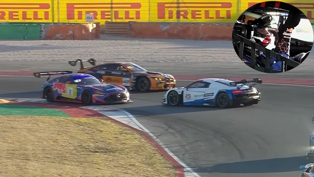 El choque de Verstappen al argentino Pérez Companc en el GT World Challenge: el gesto de Max desde el auto y la sanción que sufrió el piloto de F1