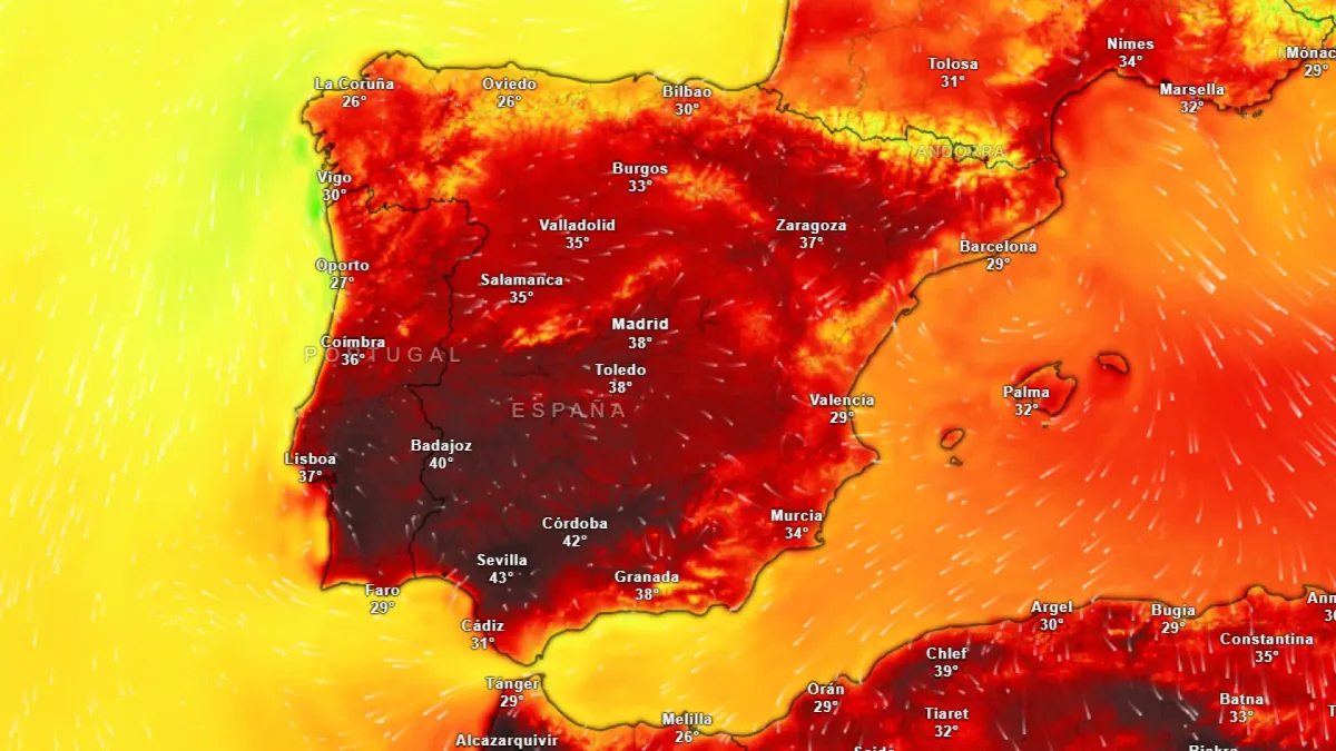 Las ciudades de España que superarán hoy los 40ºC por la llegada de un intenso domo de calor