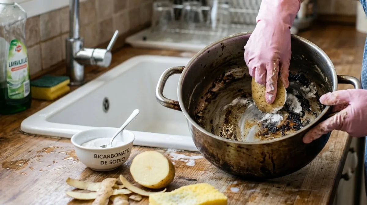Frotar una cáscara de papa con bicarbonato en las ollas: para qué sirve y por qué recomiendan hacerlo