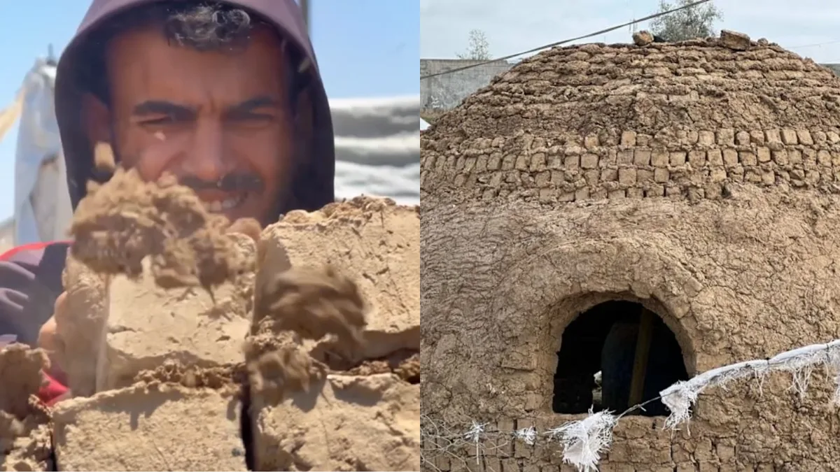 Gaza potter builds clay shelter for parents after family loses home