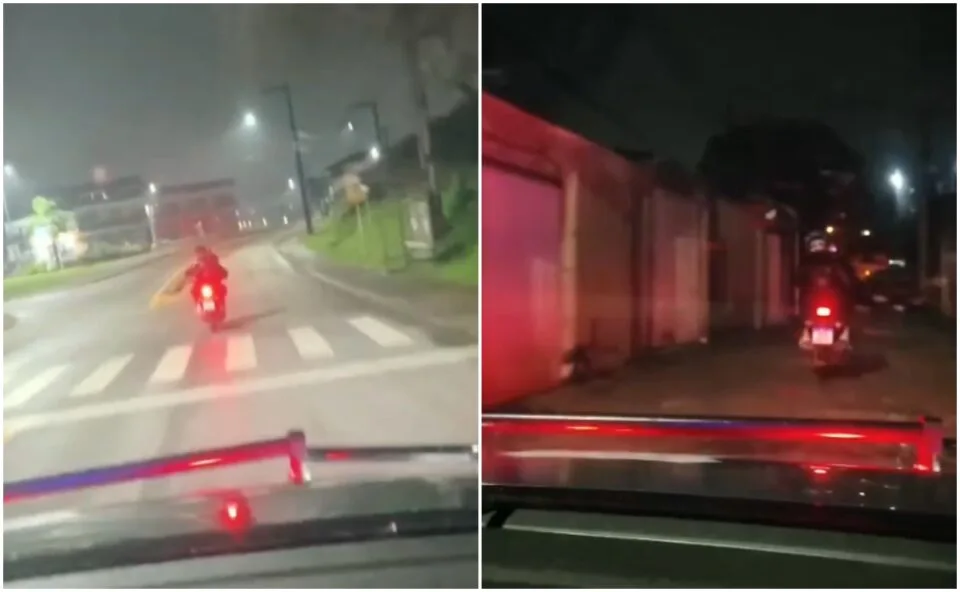 Vídeo! Amostradinho empina moto na frente de guardas, é perseguido e acaba na delegacia, em Almirante Tamandaré