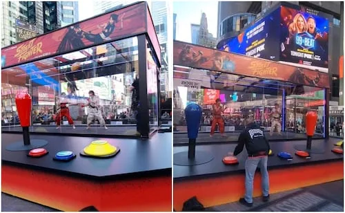 VIDEO: Street Fighter convierte Times Square en un arcade gigante; Ryu y Ken cobran vida en épica pelea