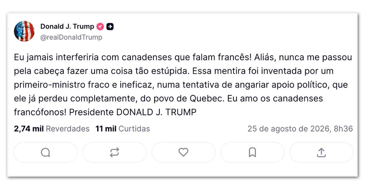 Trump nega ter exigido restrição ao francês no Canadá