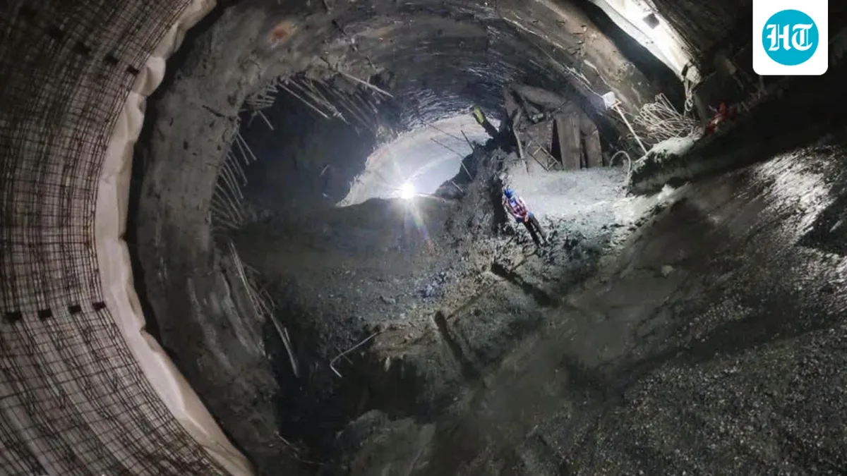 Debris falls inside Uttarakhand’s Silkyara tunnel during rectification work