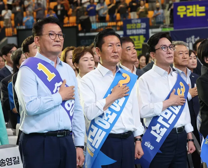 김민석 “추미애 지사 전폭 지원” vs 정청래 “배신자 또 배신”…막판 총력전