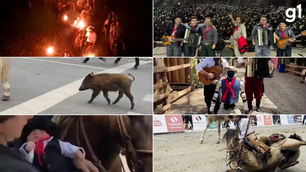 Mês Farroupilha teve 'robô gaúcho' e 'cavalgada das tochas'; vote na imagem que marcou setembro