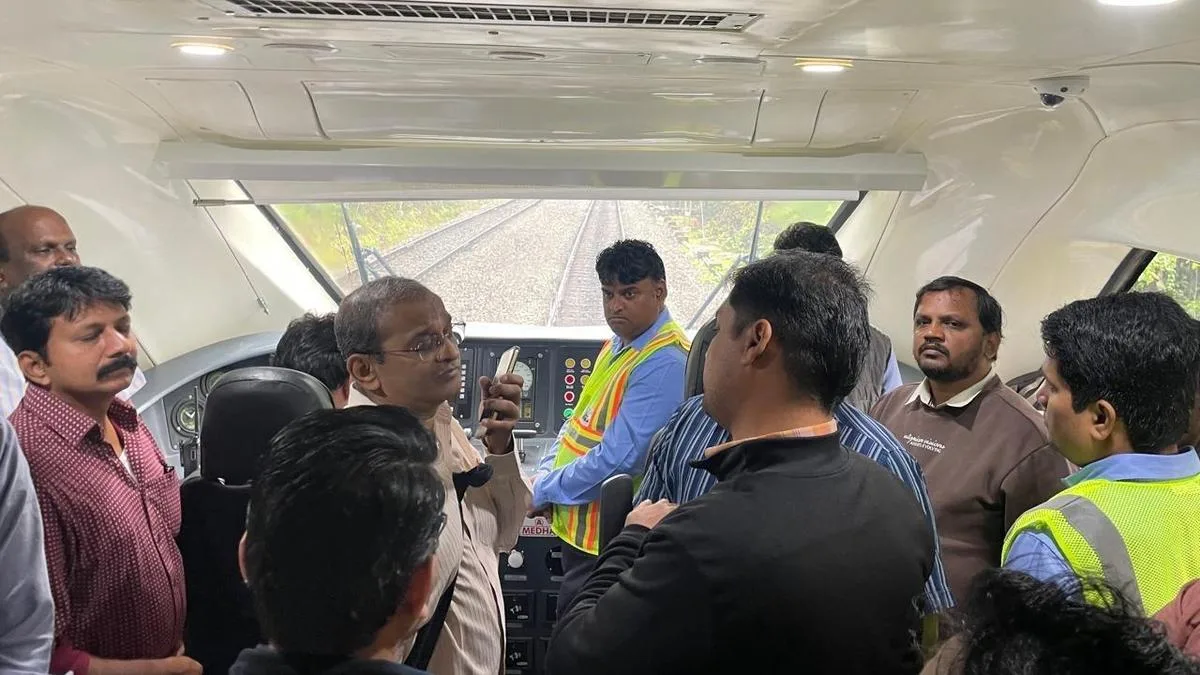 SWR General Manager inspects trial run of Vande Bharat train between Sakleshpur and Subrahmanya Road stations on Bengaluru-Mangaluru route