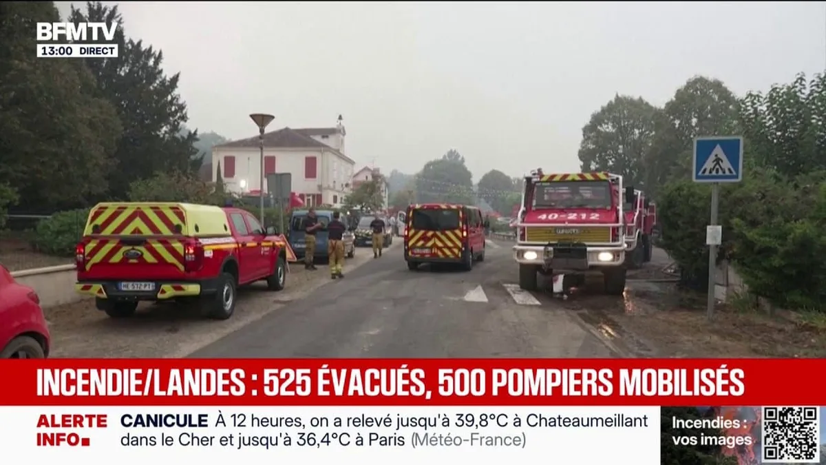 L'incendie dans les Landes a parcouru 1.100 hectares, 500 pompiers mobilisés
