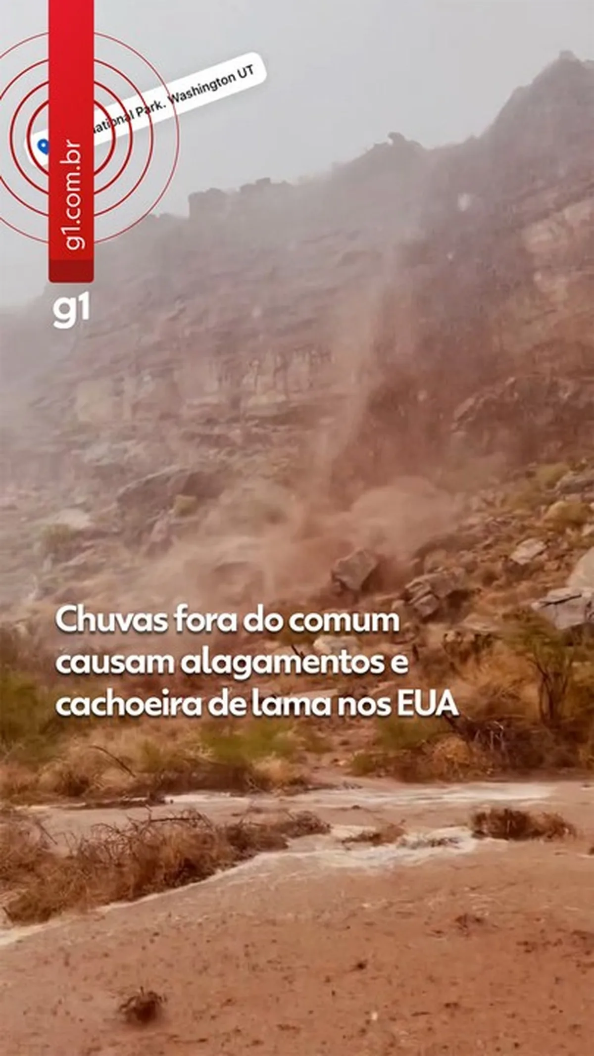 VÍDEO mostra 'cachoeira de lama' em parque de preservação ambiental nos EUA