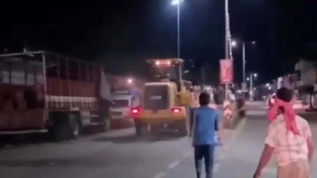 On Camera, Man Drives Stolen JCB Through Police Barricades In Dramatic Chase
