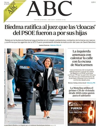 Portadas de la prensa internacional del viernes 9 de octubre de 2026