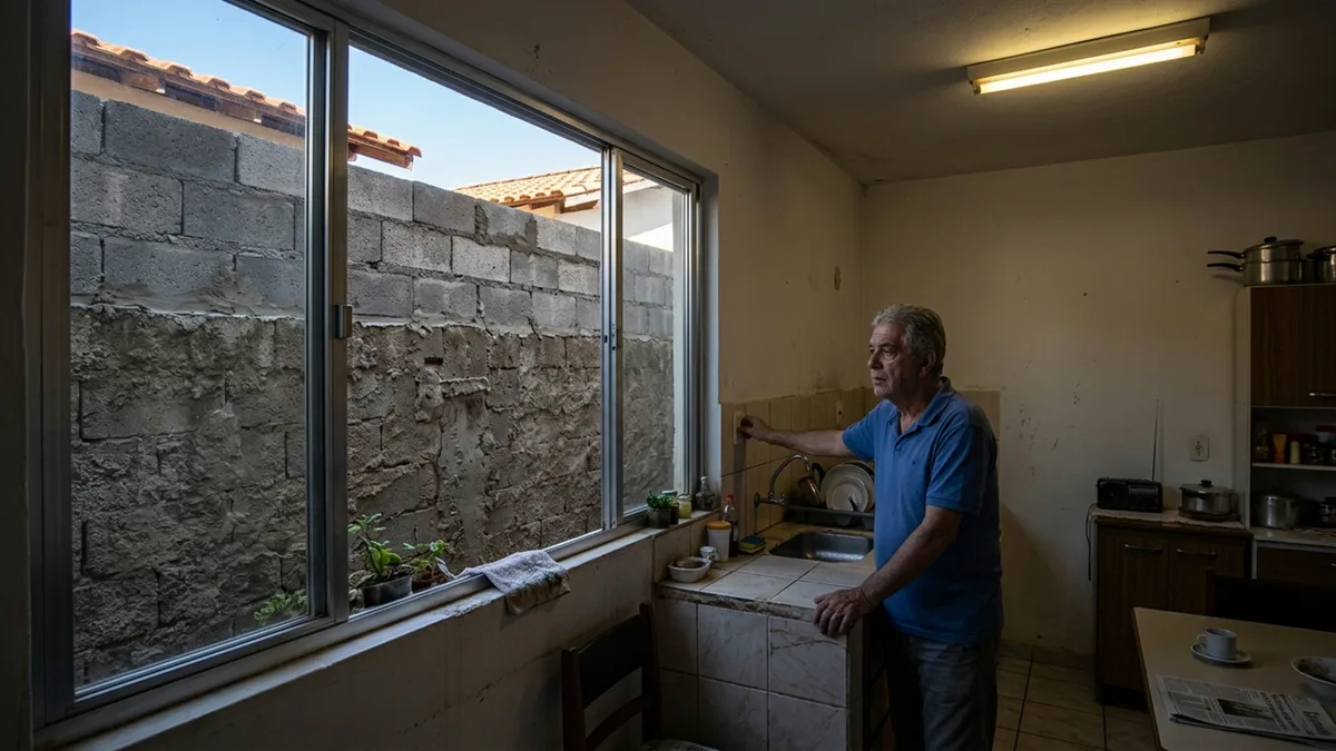 Casal levanta muro mais alto para ter privacidade no quintal e vizinho afirma que a construção tirou quase toda a luz natural da cozinha de sua casa