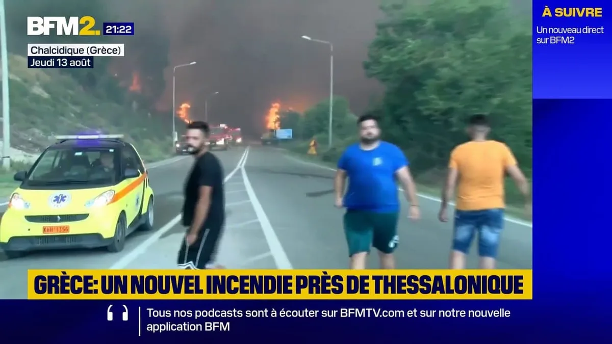 Grèce: des touristes évacués après un nouvel incendie près de Thessalonique