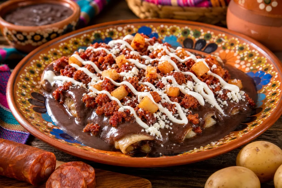 ¿Cómo hacer enfrijoladas de chorizo con papa? La receta fácil para una comida deliciosa