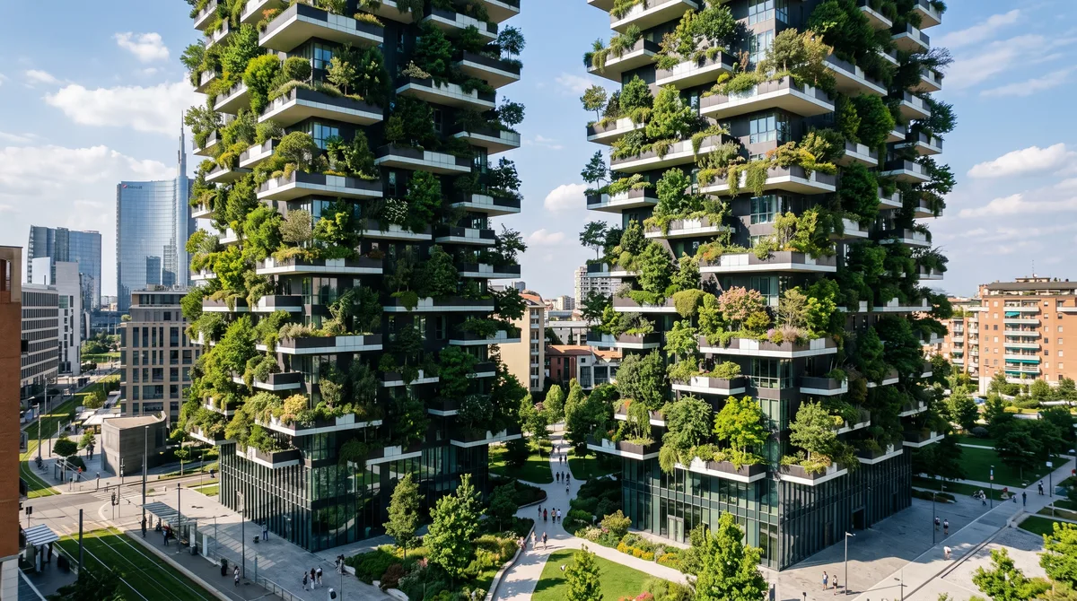 Trazendo a natureza de volta ao concreto da metrópole, este engenhoso par de torres residenciais abriga o equivalente a dezenas de milhares de metros quadrados de densa floresta e árvores nas varandas de seus apartamentos