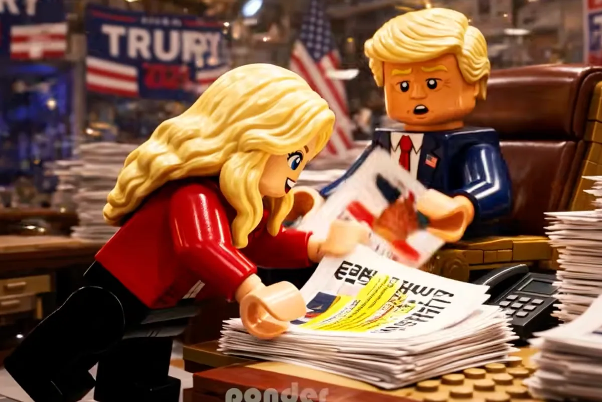 Trump and aide Natalie Harp get the LEGO treatment in ‘incredible’ AI video from parody account