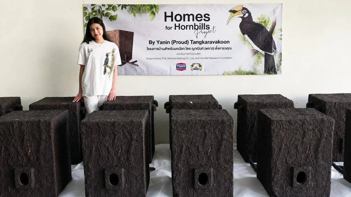 Meet a 17-year-old Thai student who built artificial hornbill nests from plastic