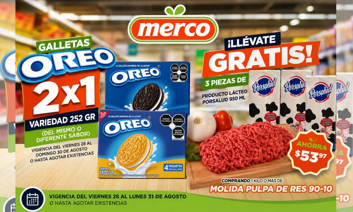 Merco lanza ofertas de fin de semana: 2x1 en galletas Oreo y producto lácteo gratis