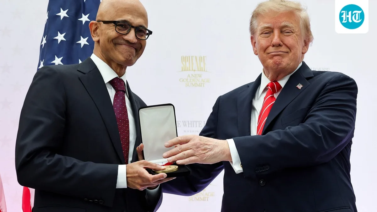 Trump honours Satya Nadella the same day US suspends Microsoft’s green card sponsorship. Indian-origin CEO reacts