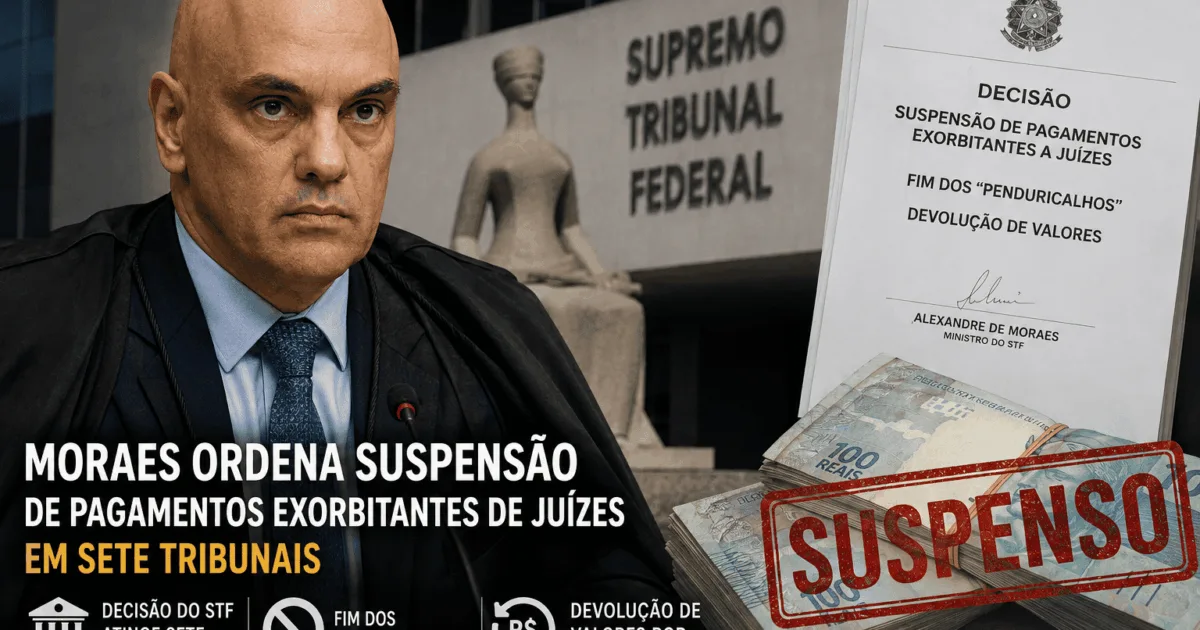 Moraes ordena suspensão de pagamentos exorbitantes de juízes em sete tribunais