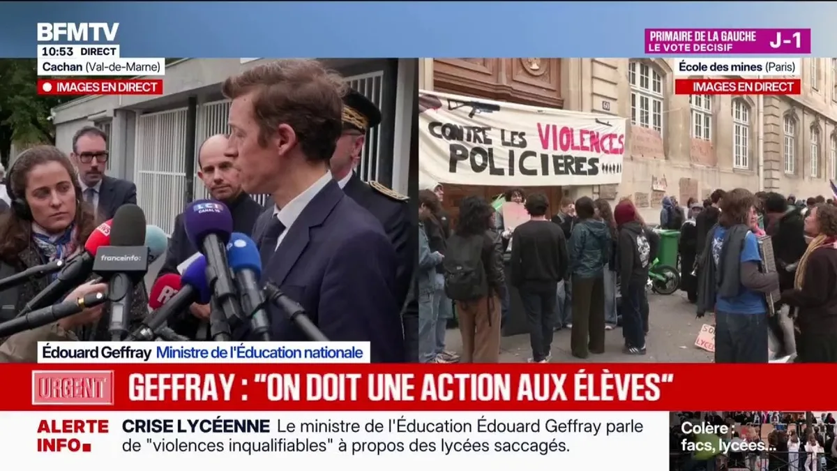 Colère des lycéens: "La journée d'hier nous a fait passer le cap des 100 personnels blessés", indique le ministre de l'Éducation nationale