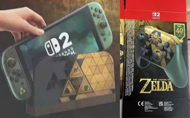 Vazamento da caixa revela visual do Switch 2 temático para os 40 anos de Zelda