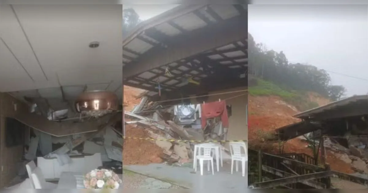 Deslizamento destrói casa em SC, mata mulher e deixa filha de 10 anos em estado grave